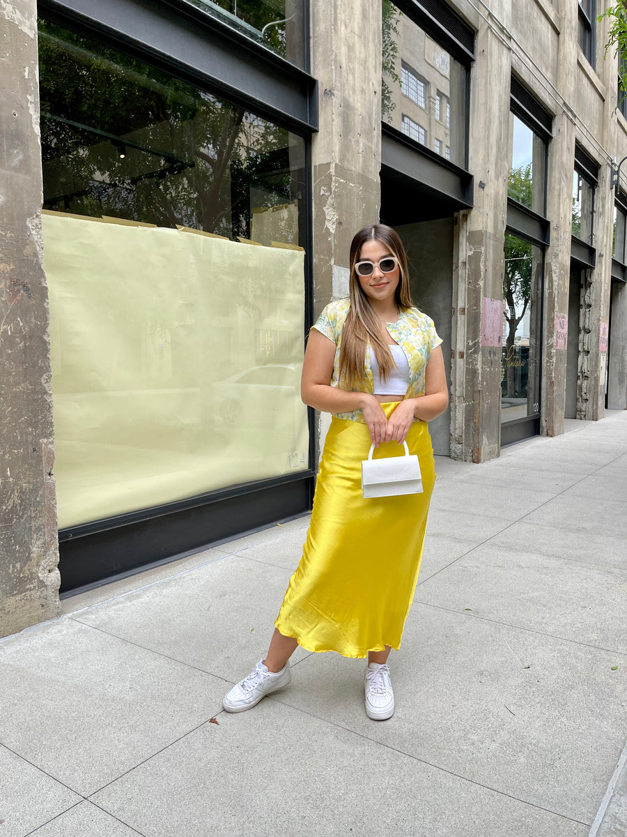 Yellow Midi Slip Skirt
